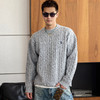 徐太浪【麻花纹 羊毛混纺】扭花毛衣男秋冬休闲内搭灰色针织上衣 商品缩略图2