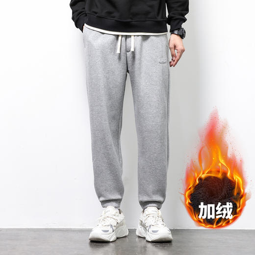 罗蒙冬季加绒舒适休闲裤卫裤宽松版型抽绳设计时尚百搭休闲长裤子 商品图1
