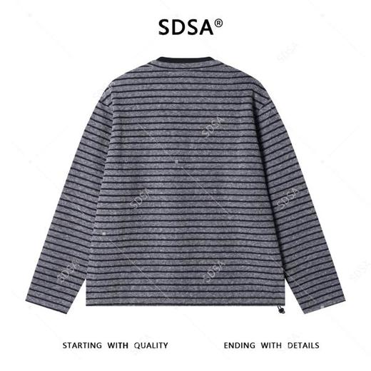 26T8785SDSA秋冬新款痞帅男装潮牌拼接条纹假两件卫衣下摆松紧设计百搭 商品图5