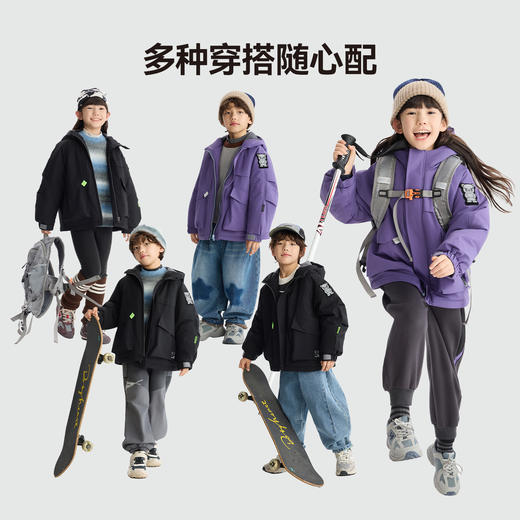 漫画家【贴贴熊棉服】儿童棉服外套冬新品连帽耐磨挺括魔术贴棉服 商品图4