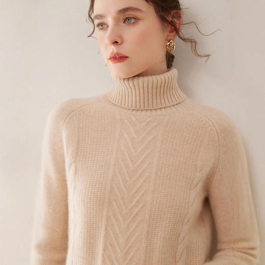 「自」全新升级【铂金会员588/天猫789/差价201】(64604)洛诗琳气质翻领三股重磅加厚羊绒衫2025秋冬亲肤针织毛衣 商品图2