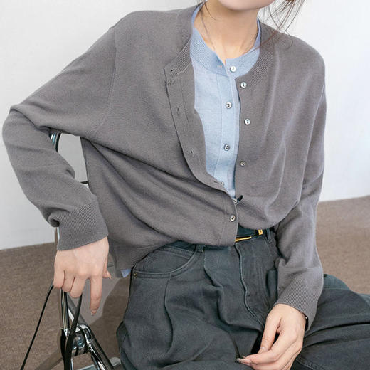 馥迦撞色百搭假两件针织开衫 商品图1