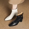 【预售5天】山茶花法式高跟短靴女新款时尚小方头显瘦真皮粗跟马丁靴单靴DS&1906 商品缩略图4