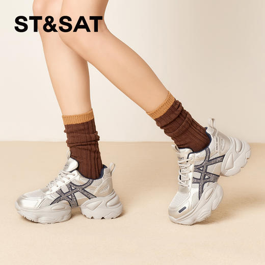 星期六都市休闲风网面拼接厚底老爹鞋SSD3112537 商品图2