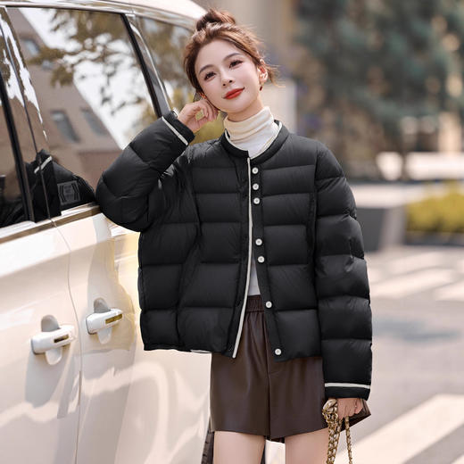 时尚撞色短款羽绒服，保暖90鸭绒外套面包服潮HR-YAX2539 商品图2