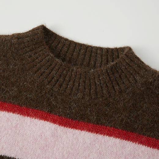 谜底圆领套头针织衫长袖2025年冬季新品宽松条纹亲肤女254MZ1906 商品图3