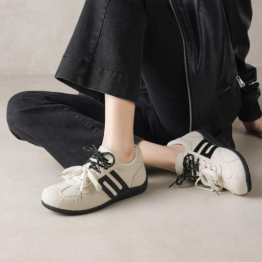 阿么手工女鞋复古薄底德训鞋女2025新款秋季美拉德透气阿甘运动鞋 商品图1