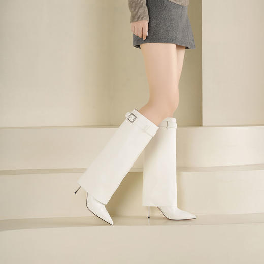 Westory2025年冬季尖头高跟裤筒版型皮质高靴W25DQ85241 商品图4