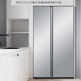 海尔（Haier）540升双开门冰箱 双变频 风冷无霜 超薄净味大容量 节能冰箱 黑金净化 冰河银 BCD-540WGHSSEDXM