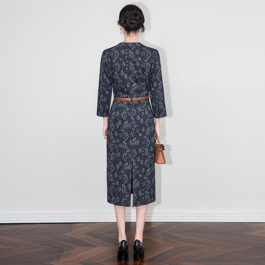 「高货wl」全新升级【铂金会员349/天猫469/差价120】(80738)洛诗琳气质复古衬衫牛仔裙2025秋冬修身显瘦印花连衣裙 商品图1