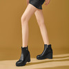 【预售5天】圆头小个子厚底真皮短靴秋冬新款松糕底坡跟百搭超高跟及踝靴SMQ&5051 商品缩略图3