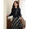 鹿向南「绒冬格调」蓝色圆领法长袖式针织开衫秋冬外搭温柔毛衣女DYL662051 商品缩略图1