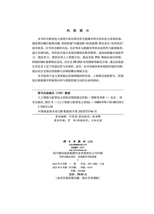 人工智能与新型电力系统多频段稳定控制 商品图2