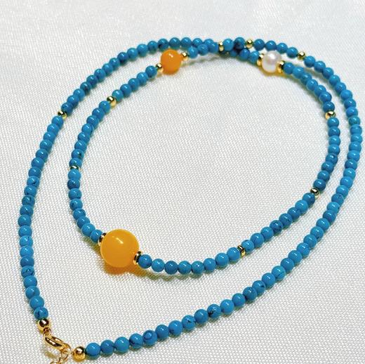 【琅玕·原矿绿松石蜜蜡项链手串】敦煌小众轻奢新中式复古民族风显白 绿松石蜜蜡项链手串女 手工串珠小众配饰 商品图9