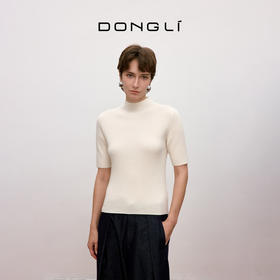 东黎 • 你本珍贵 万物共生-短袖 小山羊绒女士秋季抽条高领半袖 5488