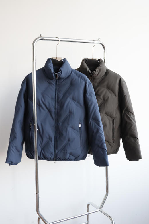 E@ 暗纹压花 短款 宽松立领羽绒服外套 YR180 商品图3