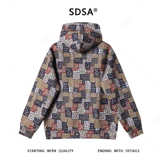 WY1194SDSA男士秋冬新款痞帅男装潮牌撞色不规则图案抽绳连帽卫衣百搭 商品图5