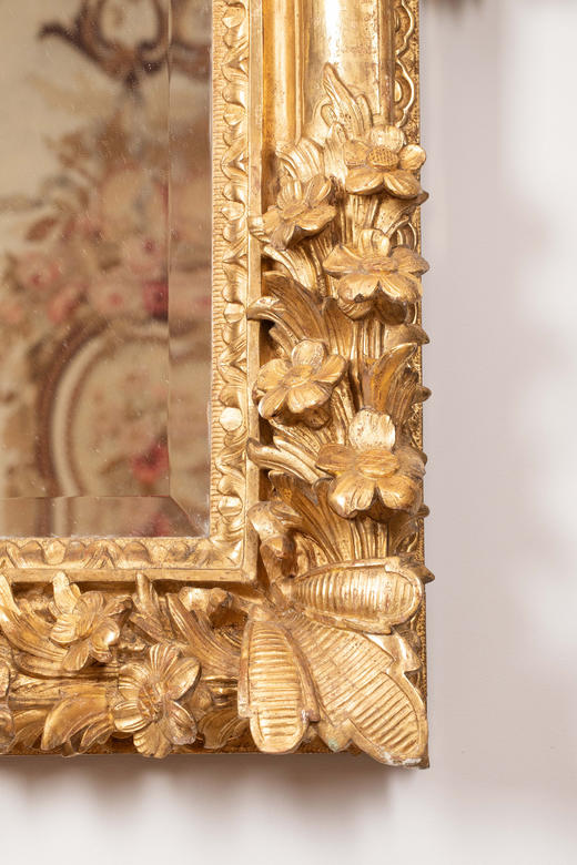 独角鹿西洋古董18世纪末法国出品路易十五风格爱神小天使主题木鎏金精雕大型挂镜 商品图5