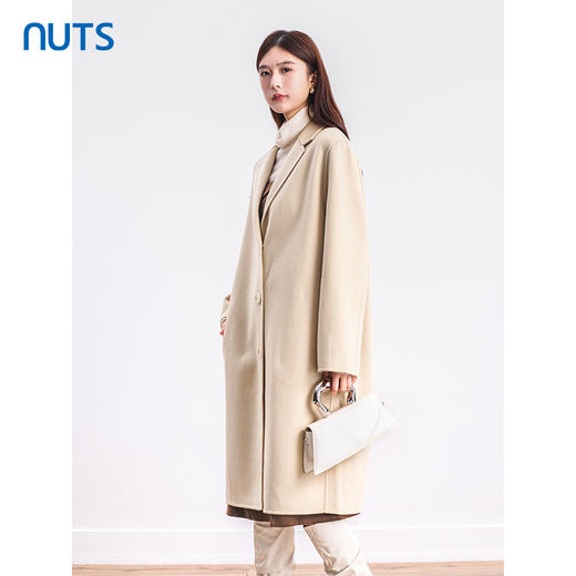 NUTS商场同款秋冬高级感气质百搭长款双面毛呢大衣外套女4421508A1 商品图1