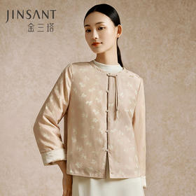 100%桑蚕丝填充新中式丝绵棉袄女秋冬新品保暖上装家居服金三塔（限价）  NSFEC733