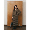 鹿向南「法风格调」复古咖色格子半身裙女秋高腰显瘦气质A字长裙 商品缩略图1