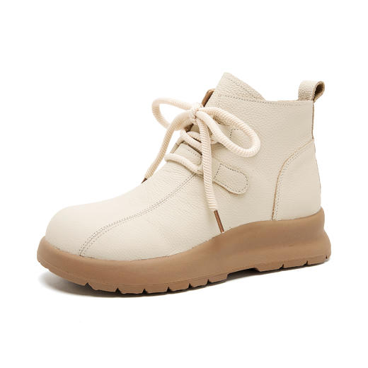 头层牛皮靴子女2025新款秋冬皮靴真皮软底系带短靴厚底防滑马丁靴 商品图4