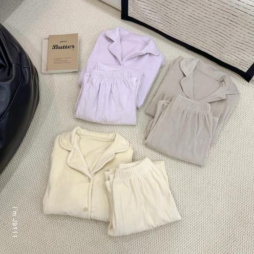 老米优品🎈3-5天。色系温柔治愈~ 宅家穿超chill！《暖暖绒加厚家居套装》澳毛绒光滑细腻，松弛温暖~ TZ251023A 商品图7