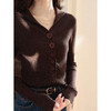 鹿向南「未央歌诗」咖色V领毛衣长袖打底衫修身巨显瘦上衣女秋季 商品缩略图3