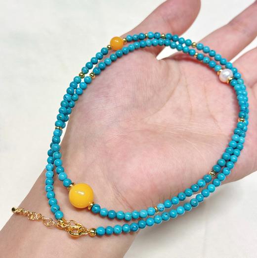 【琅玕·原矿绿松石蜜蜡项链手串】敦煌小众轻奢新中式复古民族风显白 绿松石蜜蜡项链手串女 手工串珠小众配饰 商品图11