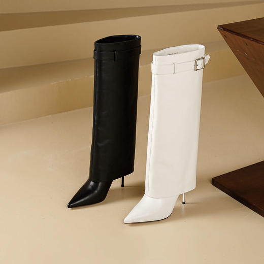 Westory2025年冬季尖头高跟裤筒版型皮质高靴W25DQ85241 商品图0