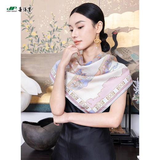 喜得宝文创丝巾《最杭州·十境流光·数码双面斜纹方巾》杭州丝绸100%桑蚕丝斜纹绸 商品图1