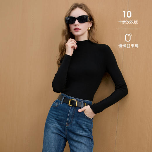 【无缝一体】三彩2025冬季新款半高领修身针织衫打底衫M 商品图2