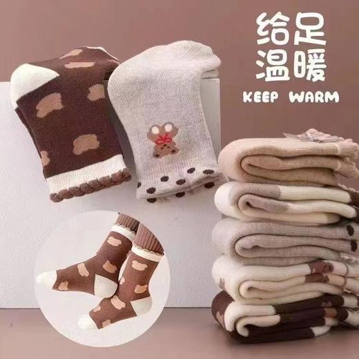 【秒杀】15.9元【5双装】秋冬男女童防寒保暖加绒加厚儿童袜子宝宝女孩中筒毛巾袜毛圈棉袜0-13岁 商品图3