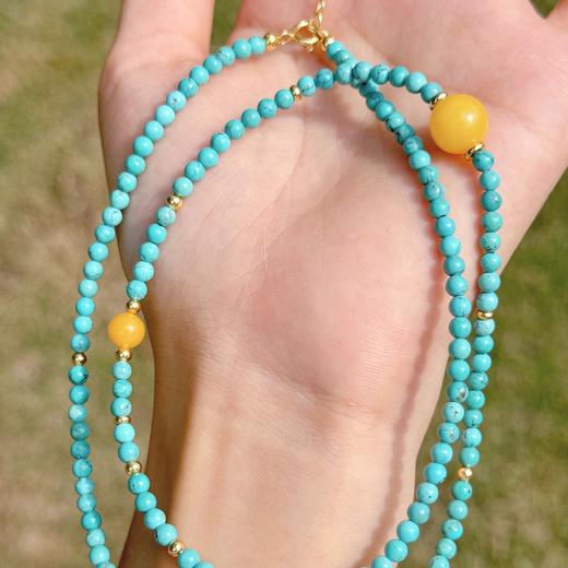 【琅玕·原矿绿松石蜜蜡项链手串】敦煌小众轻奢新中式复古民族风显白 绿松石蜜蜡项链手串女 手工串珠小众配饰 商品图5