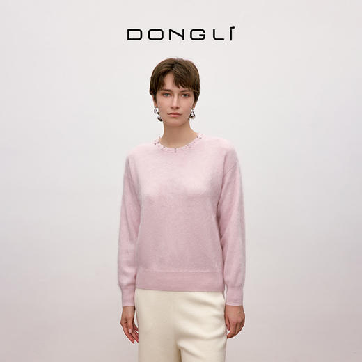 东黎 • 你本珍贵 冰晶暖绒 山羊绒女士秋季钉钻拉毛套衫 5456 商品图4