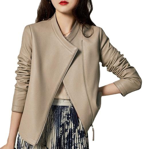 「高货lm」全新升级【铂金会员735/天猫999/差价264】(93505)洛诗琳气质进口轻涂绵羊皮外套2025秋冬时髦短款真皮外套女 商品图4