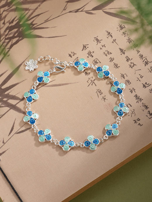 子佩集【四叶安好】S990银手链【MXSL011】四叶草花丝珐琅彩2510 商品图10