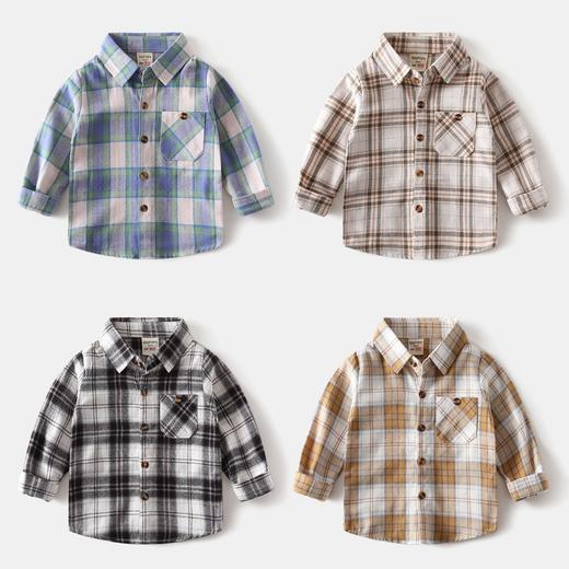 【69元起2件】全棉格子衬衫 2025新款可穿三季儿童纯棉磨毛长袖衬衫 商品图2