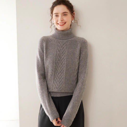 「自」全新升级【铂金会员588/天猫789/差价201】(64604)洛诗琳气质翻领三股重磅加厚羊绒衫2025秋冬亲肤针织毛衣 商品图3