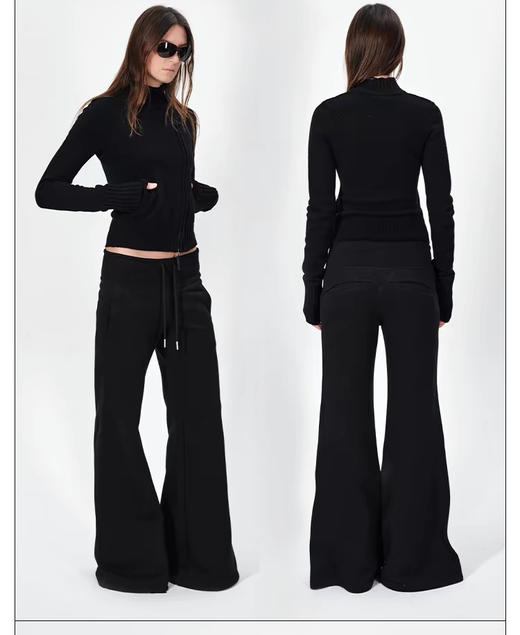 rare** al**散步系列宽腰螺纹可束脚喇叭卫裤8010301 商品图5