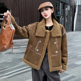 TYH-99H264-Y时尚皮毛一体外套加厚保暖女装上衣秋冬季新款宽松休闲颗粒绒外套