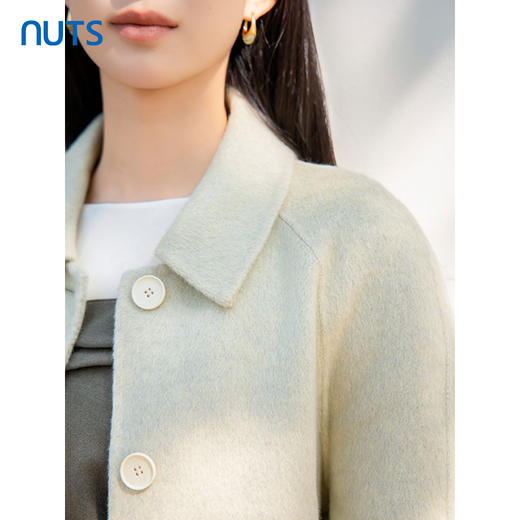 NUTS商场同款冬季简约气质翻领骆驼绒长款毛呢大衣外套女4421505A1 商品图2