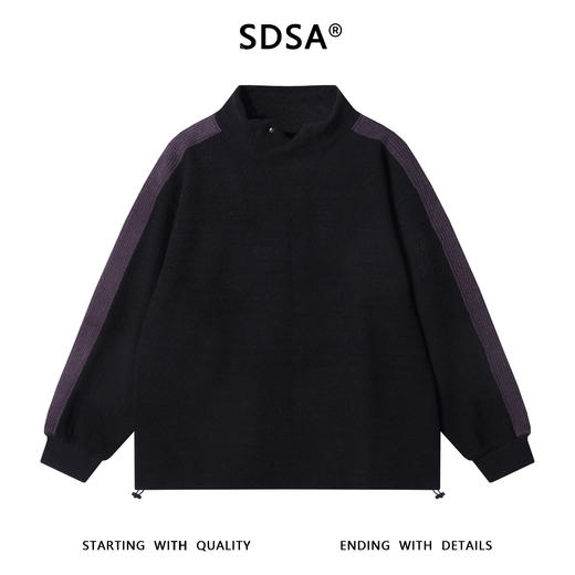 52092SDSA秋冬新款痞帅男装潮牌撞色肌理感立领卫衣下摆松紧设计百搭 商品图1