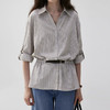 馥迦法式气质通勤腰带条纹衬衫 商品缩略图3