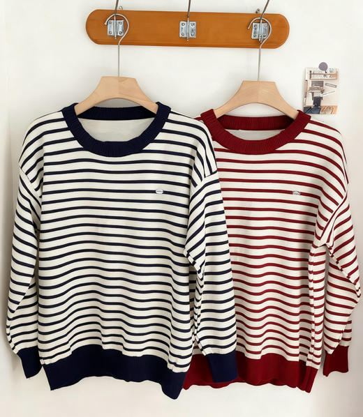 【BOKO  法式条纹卫衣】80-160斤可穿，涤纶材质，秋冬必备的温柔，条纹控闭眼入！柔软细腻，超高颜值的慵懒卫衣~ 商品图9