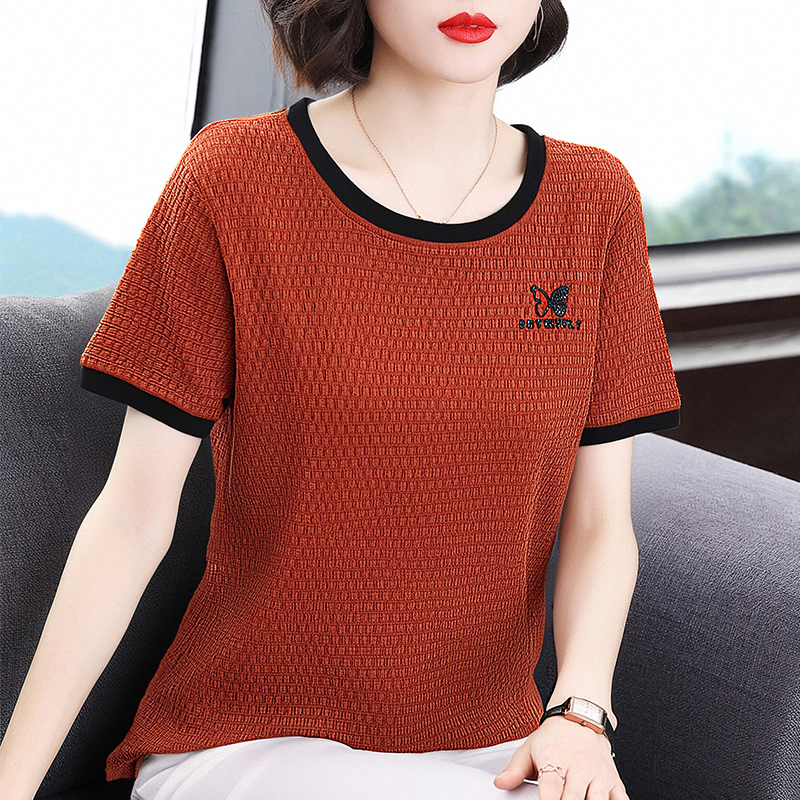 短袖t恤女装2025年新款夏季大码宽松中年妈妈半袖体恤衫女士上衣