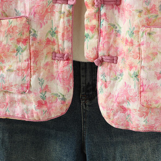 GYH 3748新中式简约休闲碎花国风盘扣棉袄印花外套 商品图3