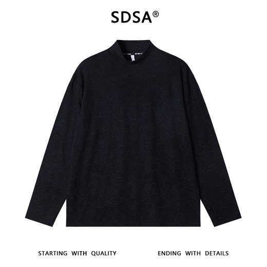 T4917SDSA秋冬新款痞帅男装纯色提花暗纹植物花卉半高领长袖T恤百搭 商品图1