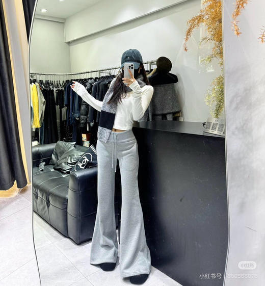 rare** al**散步系列宽腰螺纹可束脚喇叭卫裤8010301 商品图10