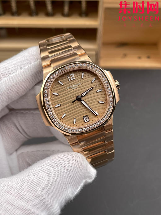 3K百达翡丽运动优雅系列 鹦鹉螺7118 全玫金钻圈玫瑰金盘 女士腕表 324一体机 商品图1